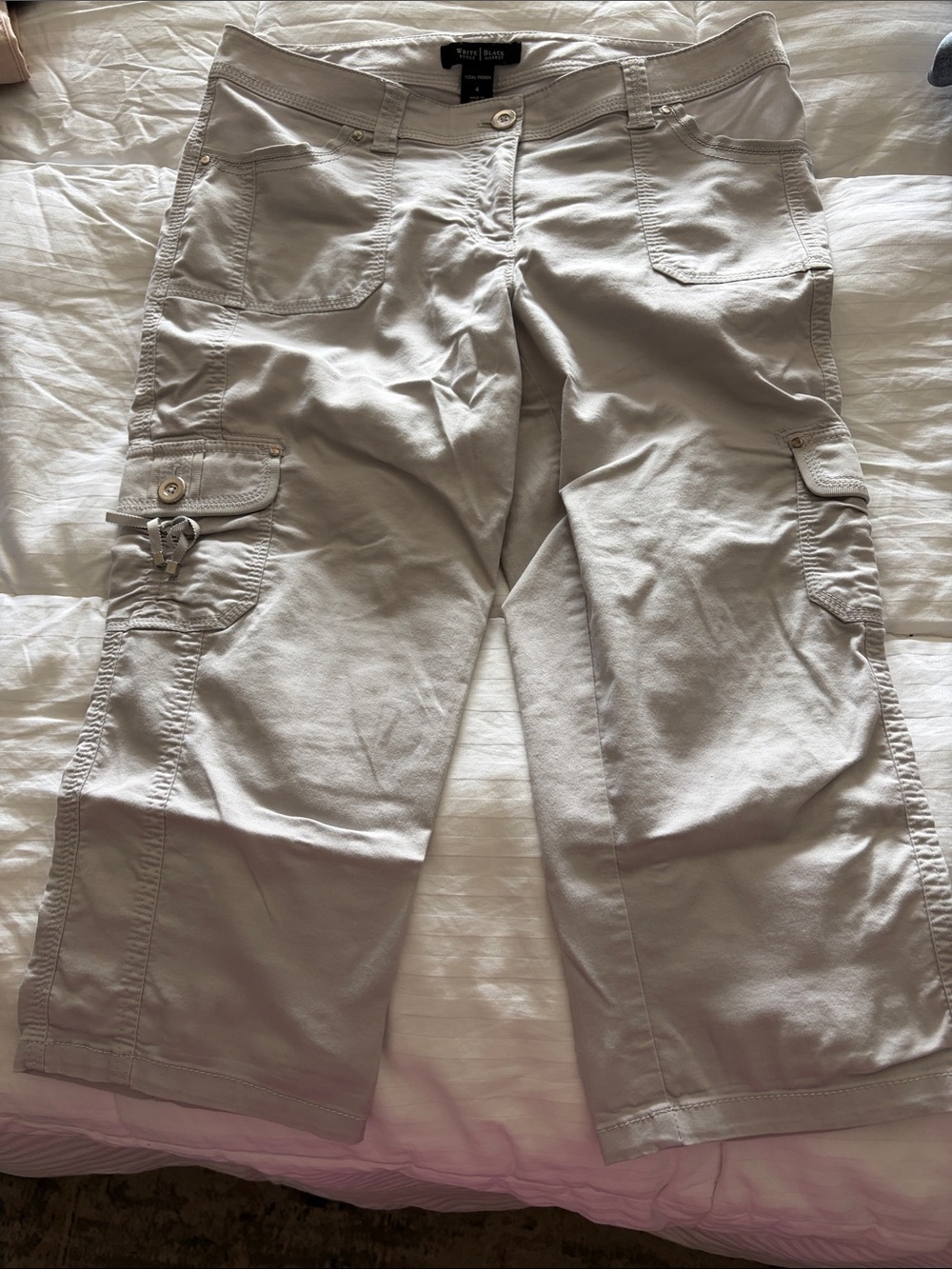 White House Black Market Light Gray Cargo Capris